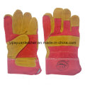 Reinforcement Palm Cow Split Leather Working Work Gloves